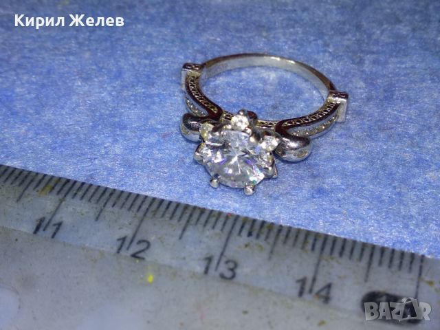 CHAUMET AU750+ СКЪПОЦЕНЕН СРЕБЪРЕН ПРЪСТЕН с ДЕБЕЛА 18 КАРАТА БЯЛА ПОЗЛАТА иСИНТЕТИЧЕН БРИЛЯНТ 45538, снимка 10 - Пръстени - 45940303