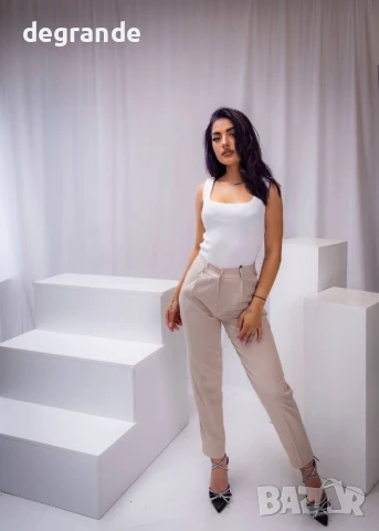 Бежав панталон с висока талия, снимка 2 - Панталони - 50907714