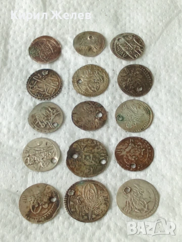 Лот сребърни монети 15 броя продупчени за носия забрадка престилка 46149, снимка 7 - Антикварни и старинни предмети - 54212681