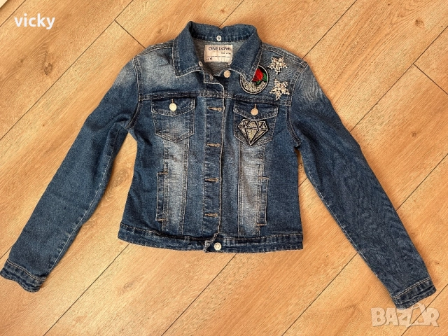 Дамско дънково яке, размер XS, снимка 2 - Якета - 50026185