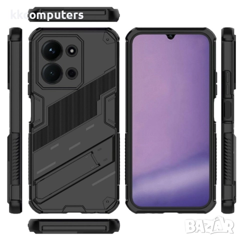 Xiaomi Redmi 15C 5G / 4G / Poco C85 4G Удароустойчив - PC+TPU Калъф с Протектор и Стойка (Черен, Бял, снимка 12 - Калъфи, кейсове - 52072361