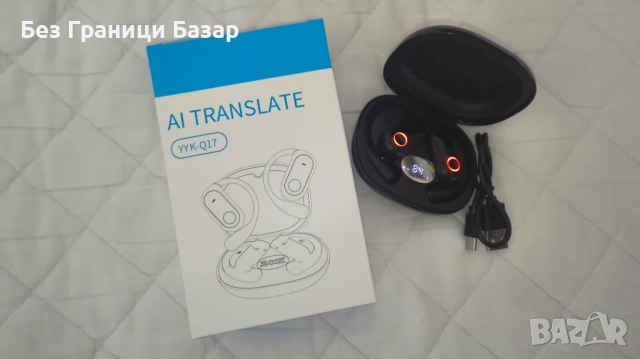 Нови Безжични преводачески слушалки YYK-Q17 с калъф 168 езика, снимка 2 - Bluetooth слушалки - 53886817