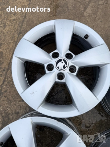 5x100 Skoda алуминиеви джанти 6J, ET 38,  15C, 5JA601025 от Skoda Rapid 1.4 TDI, 90 кс., FD7CW004, снимка 5 - Гуми и джанти - 52576883