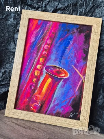 Джаз, картина оригинал, пастел, снимка 3 - Картини - 49986048