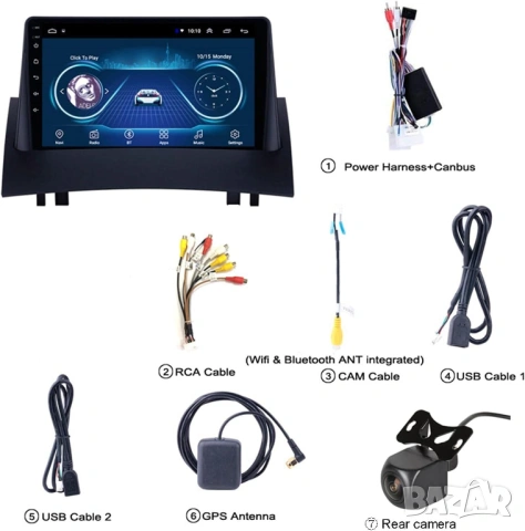 Мултимедия, Двоен дин, за Renault Megane 2, Навигация, Android, Меган 2, Carplay, Android Auto, Waze, снимка 11 - Аксесоари и консумативи - 53780106