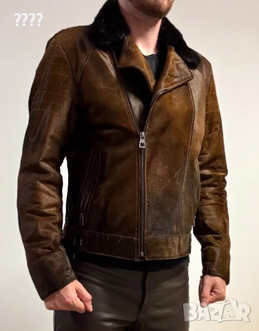 Мъжко яке от естествена кожа с косъм от пони, снимка 3 - Якета - 51289387