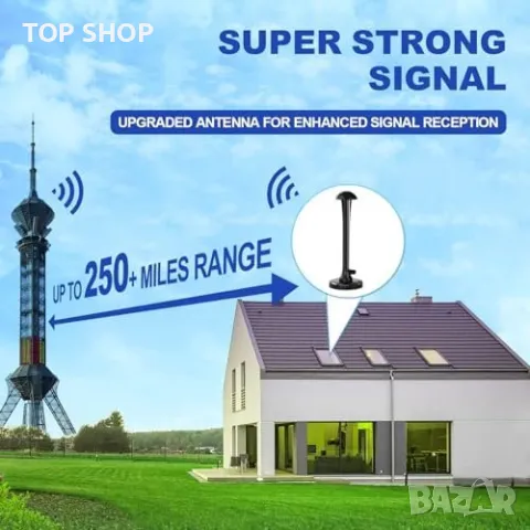 Нова Вътрешна TV Антена FADISH: 4K, 1080P, Smart IC Технология, снимка 7 - Приемници и антени - 49409727