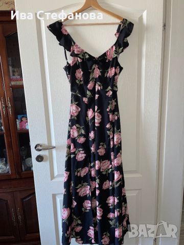 🤩 wow 🤩 Нова разкошна ефирна дълга ежедневно елегантна рокля флорален принт рози цепка , снимка 7 - Рокли - 46439479