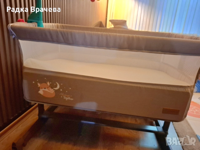 Бебешка кошара с подвижна стена Cangaroo - Always Together, бежова, снимка 2 - Кошарки - 52495146