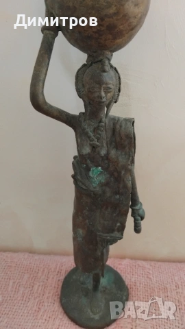 Старинна африканска скулптура статуетка, снимка 6 - Колекции - 53831216
