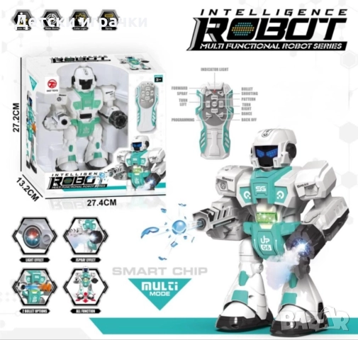 Робот с дистанционно и пара - ходи, стреля, светлина и звук , снимка 2 - Други - 52249593