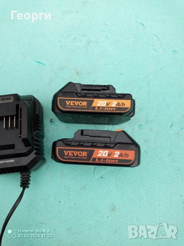 VEVOR зарядно и Батерии 20V/2Ah Li-ion 