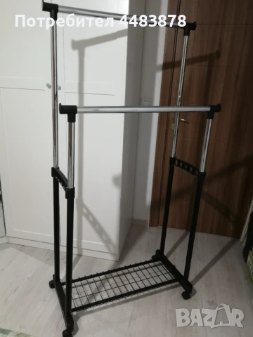 Стойка за дрехи метална, двойна черно/ хром 