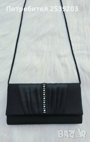 Дамска чанта клъч черен сатен с камъни  , снимка 5 - Чанти - 53919203