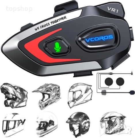 Bluetooth Слушалки за Каска VCOROS VR1 – 25ч. Батерия, IPX6, AI Voice, снимка 9 - Аксесоари и консумативи - 53251822