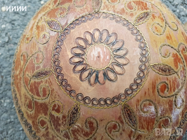 Дървена бъклица бъкел с набивки , снимка 2 - Антикварни и старинни предмети - 53212466