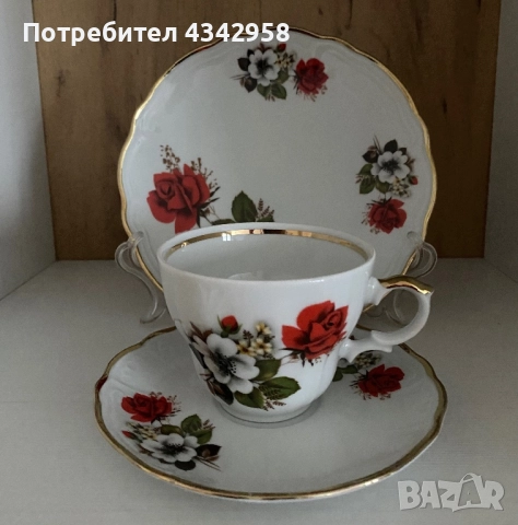 Vintage.Wunsiedel.1960-1970 г.Порцеланов комплект с рози., снимка 3 - Антикварни и старинни предмети - 52109222