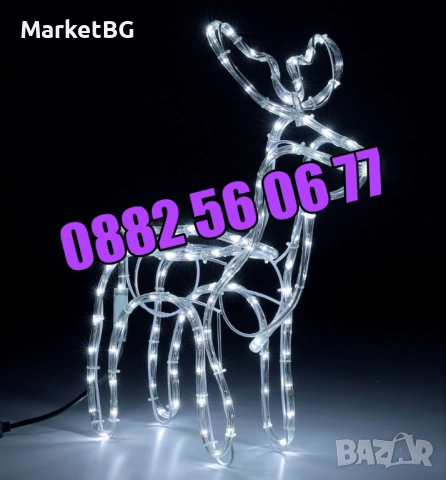 Коледен светещ елен, коледна украса, студено бяла светлина, снимка 2 - Декорация за дома - 52428668