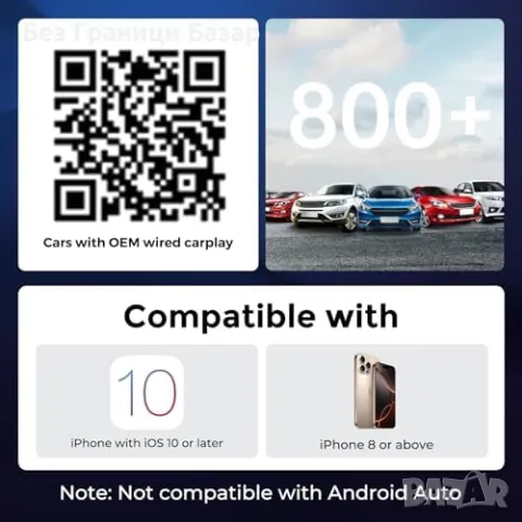 Нов Безжичен CarPlay адаптер за iPhone – Plug&Play, 800+ модела кола, снимка 2 - Друга електроника - 50184713