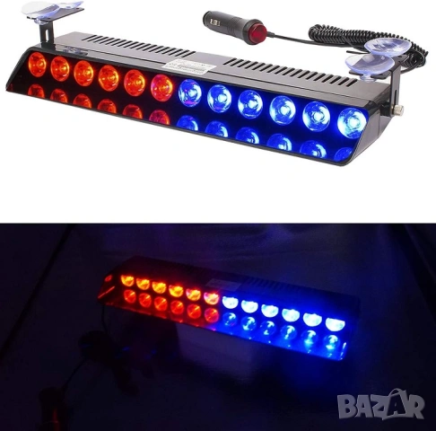Сигнална лампа полицейска за стъкло 12 LED