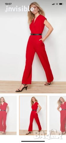 Дамски червен гащеризон, снимка 2 - Гащеризони - 52023953