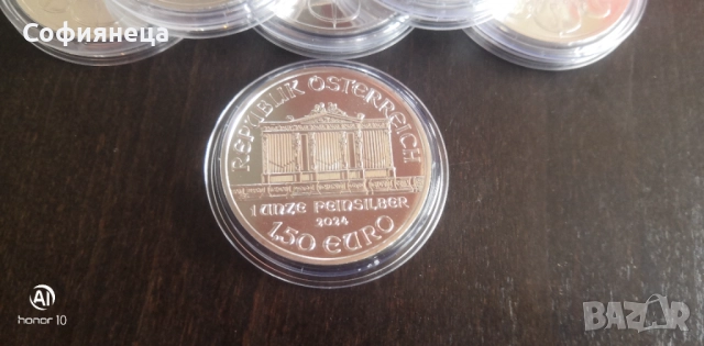 Виенска Филхармония 1 OZ 2024 унция инвестиционно сребро МИНТ, снимка 2 - Нумизматика и бонистика - 45591733