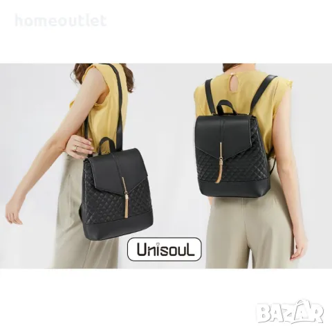 ПРОМОЦИЯ Дамска раница от изкуствена кожа в черно UNISOUL, снимка 3 - Чанти - 49300964
