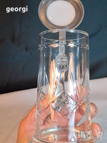 Немска кристална халба с цинково порцеланов капак Ромео и Жулиета   29/3, снимка 7 - Аксесоари за кухня - 52343174