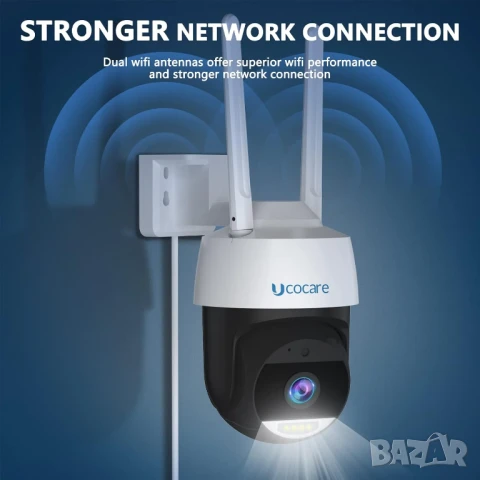 UCOCARE 5MP+32G карта WiFi UHD охранителна камера за външен монтаж IP67, снимка 7 - IP камери - 51101099