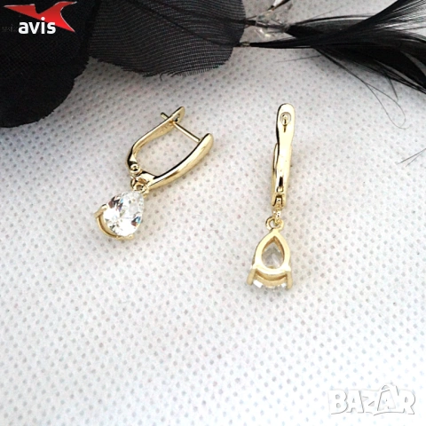 Обеци с 14К златно покритие 2141874, снимка 3 - Бижутерийни комплекти - 53654364