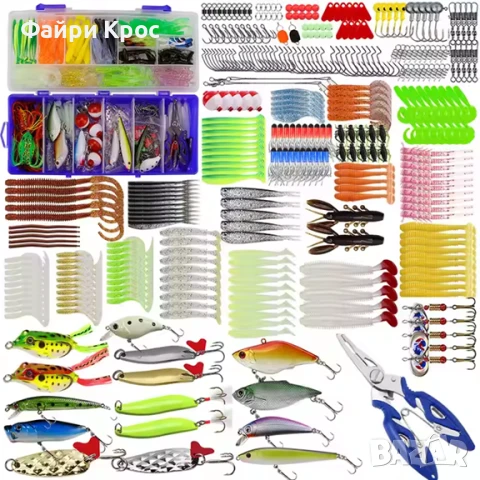 Рибарски принадлежности Риболовен комплект 350 части примамка блесна воблер червеи кукички, снимка 3 - Такъми - 50641539