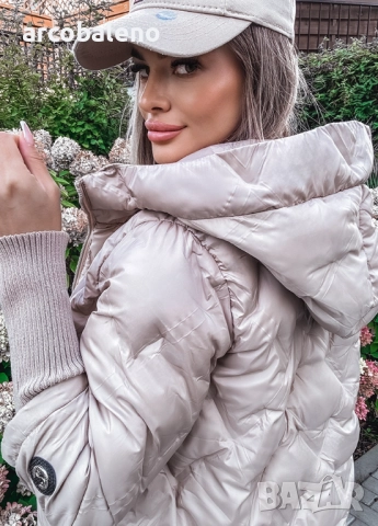 Ватирано дамско яке с качулка и декоративни ръкави, снимка 10 - Якета - 51782137