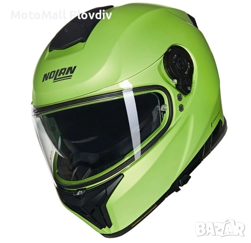 Каска Nolan N80-8 Mivedi N-Com 329 Green Black – Гланц ECE 22.06, снимка 3 - Аксесоари и консумативи - 51892404
