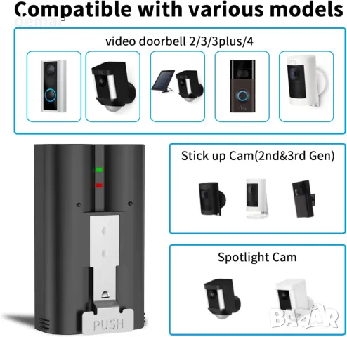 2 броя 6040mAh акумулаторна V4 батерия за Video Doorbell 2/3/3plus/4 и други, снимка 2 - Друга електроника - 48898553