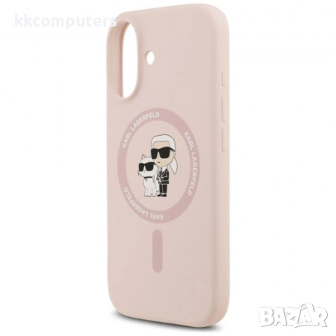 Оригинален кейс Karl Lagerfeld Silicone Double Heads And Circle MagSafe, За iPhone 17 (6.3), Розов и, снимка 3 - Калъфи, кейсове - 51795153