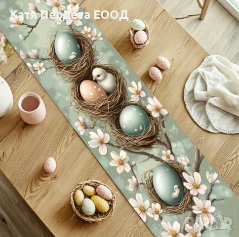 Великденски ленен тишлсйфер за маса - код 24, снимка 4 - Покривки за маси - 53749563