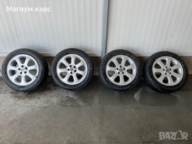 Оригинални алуминиеви джанти Skoda 16" с гуми Fulda 205/55 R16, снимка 4 - Гуми и джанти - 51672814