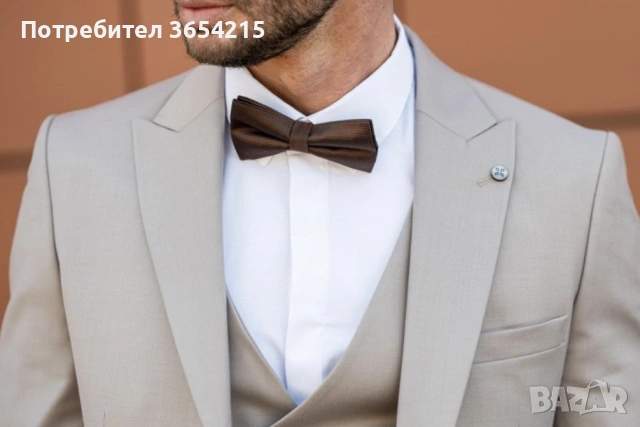     Бежов мъжки костюм , снимка 2 - Костюми - 54246419