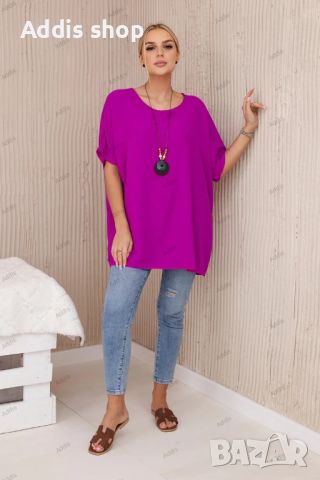 Голяма дамска блуза с висулка, 4цвята , снимка 15 - Тениски - 45998477