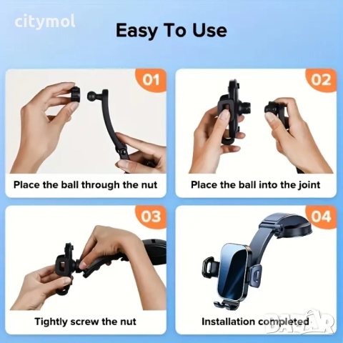 Универсална стойка за телефон за кола, вакуум, 360 градуса, снимка 5 - Аксесоари и консумативи - 52077878