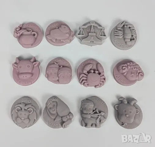 Комплект 2 молда 12-те зодии за сапуни и свещи , снимка 2 - Форми - 50197623