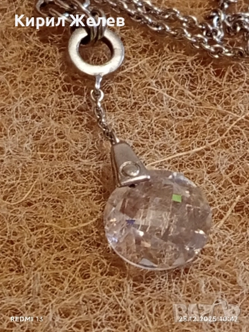 Сребърно колие с висулка кристал фешън АРТ БИЖУ майсторска изработка 30810, снимка 9 - Колиета, медальони, синджири - 52895980