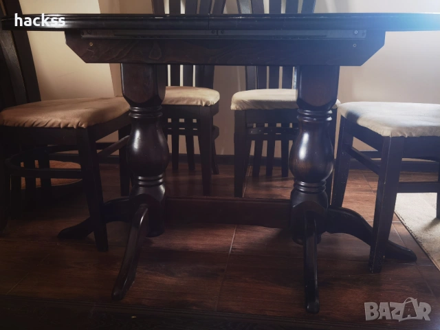 Трапезарна Маса масив + 6 бр. столове ветрило, снимка 4 - Маси - 53933812