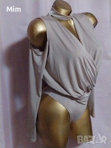 AMISU Боди с дълъг ръкав с отворено рамо , снимка 2 - Корсети, бюстиета, топове - 53490428