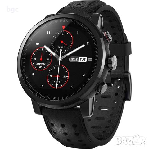 Часовник Smartwatch Xiaomi Amazfit Stratos 2S, Sapphire, Leather Black- 24 месеца гаранция, снимка 1 - Смарт гривни - 46455651