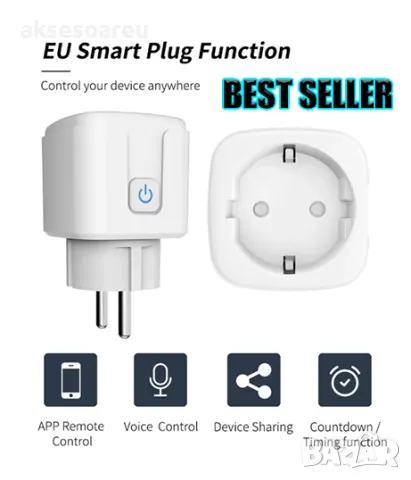 Смарт Контакт eWelink WiFi Smart Plug 20A EU Smart Socket с функция за наблюдение на захранването, снимка 15 - Друга електроника - 50284657