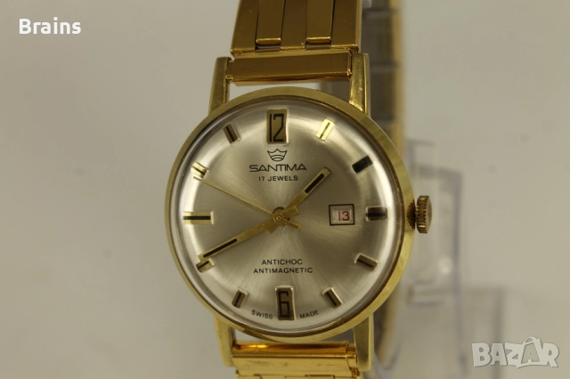 1960's SANTIMA Швейцарски Позлатен Часовник НОВ, снимка 3 - Мъжки - 51798369