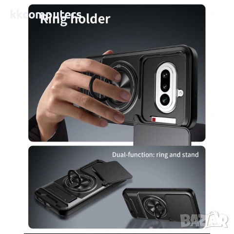 Магнитен Калъф за Nothing Phone (4a) с Пръстен и Капаче за Камера - PC+TPU, 360° стойка, 5 цвята, снимка 15 - Калъфи, кейсове - 54087390