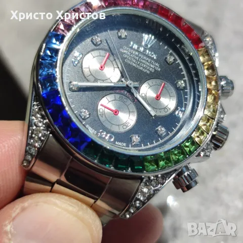 Мъжки луксозен часовник Rolex Daytona Rainbow 🌈 Steel , снимка 10 - Мъжки - 47008744