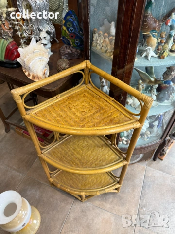 Ъглова етажерка от ратан и бамбук. №7848, снимка 8 - Антикварни и старинни предмети - 53097237